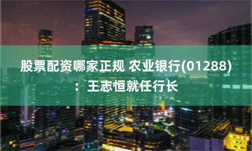 股票配资哪家正规 农业银行(01288)：王志恒就任行长