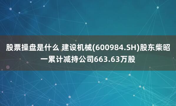 股票操盘是什么 建设机械(600984.SH)股东柴昭一累计减持公司663.63万股