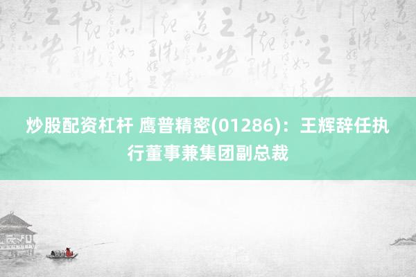 炒股配资杠杆 鹰普精密(01286)：王辉辞任执行董事兼集团副总裁